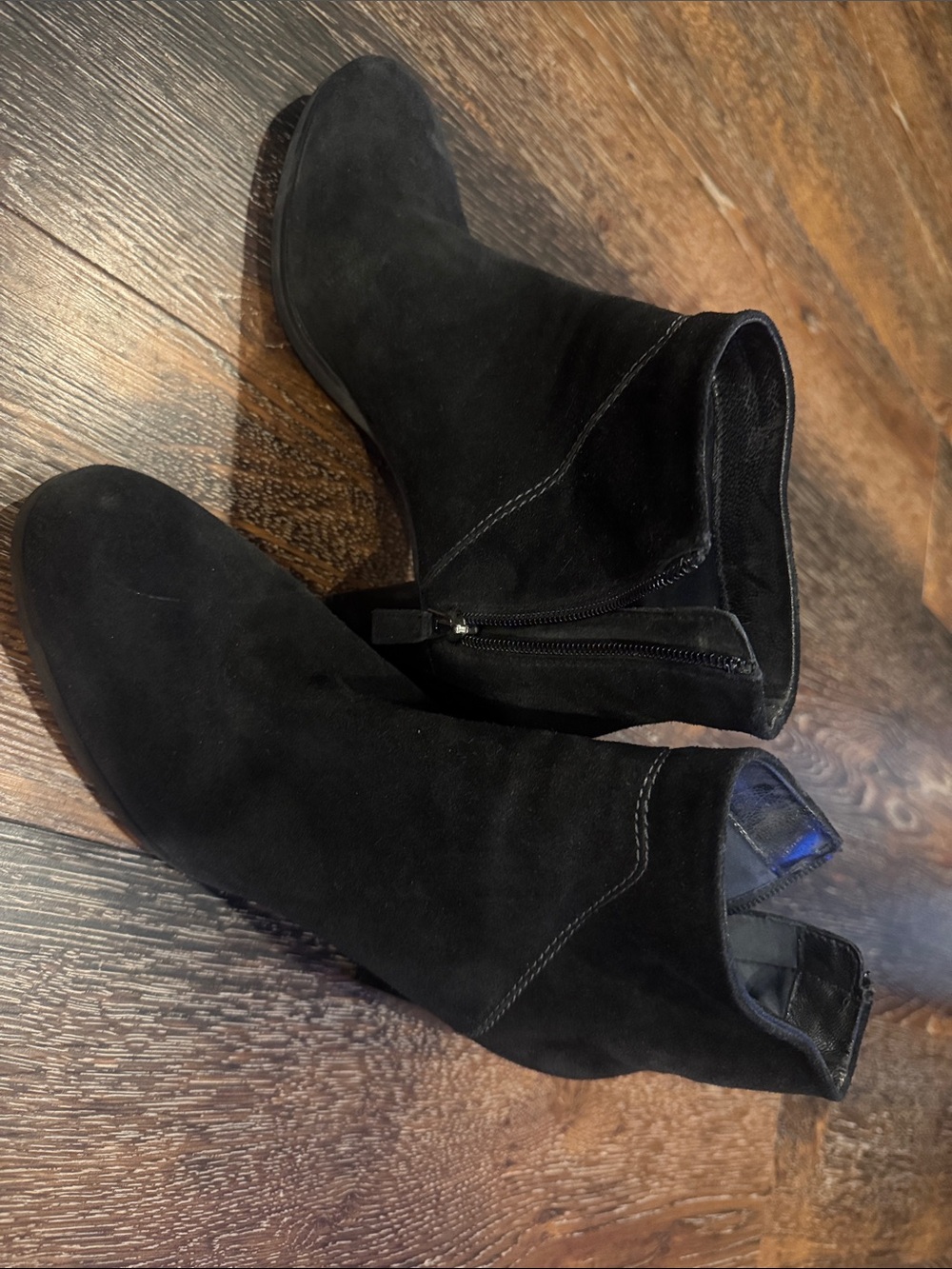 Black Suede Ankle Boots - Stylish Zip Closure